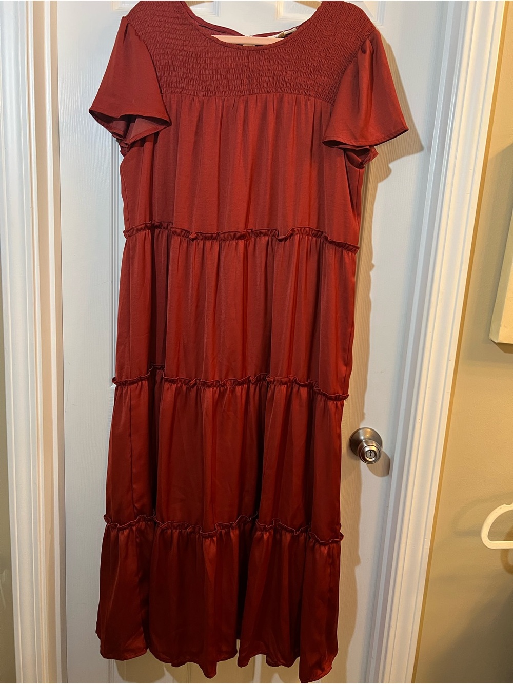 🦋 tea n rose Rust Tiered Smocked Maxi Dress size xlarge